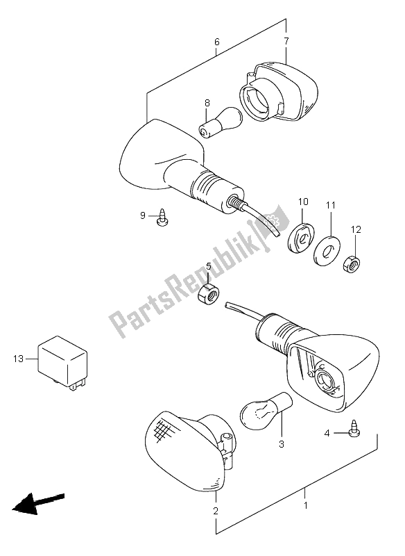 Alle onderdelen voor de Richtingaanwijzerlamp (sv650-u) van de Suzuki SV 650 NS 2001