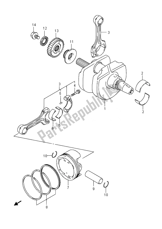 Todas las partes para Cigüeñal de Suzuki DL 650A V Strom 2014