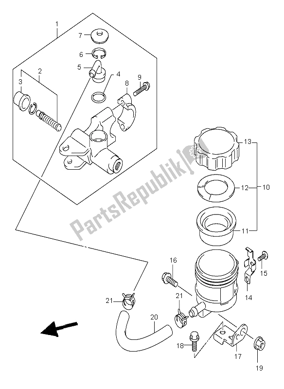 Todas as partes de Cilindro Mestre Dianteiro do Suzuki GSX R 600 2001