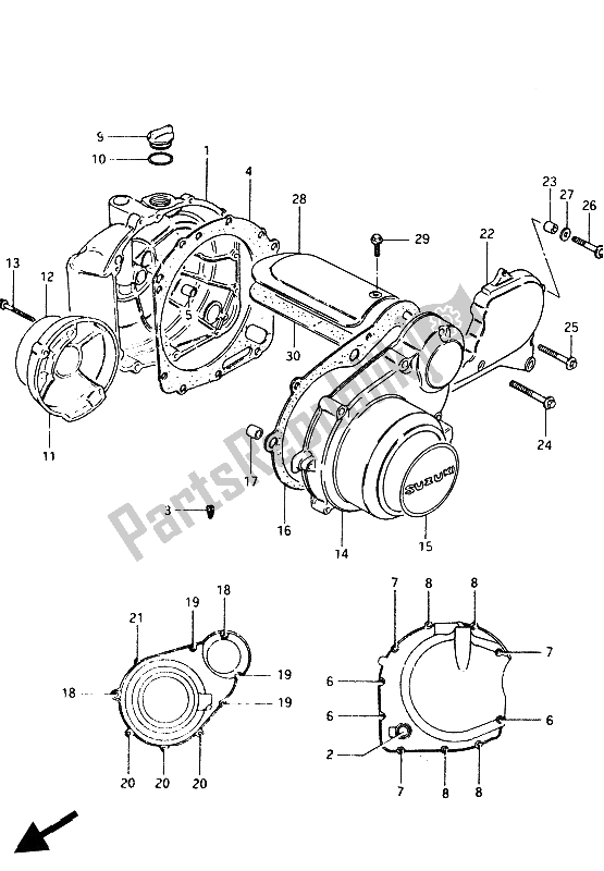 Todas las partes para Tapa Del Cárter de Suzuki GS 1100G 1986