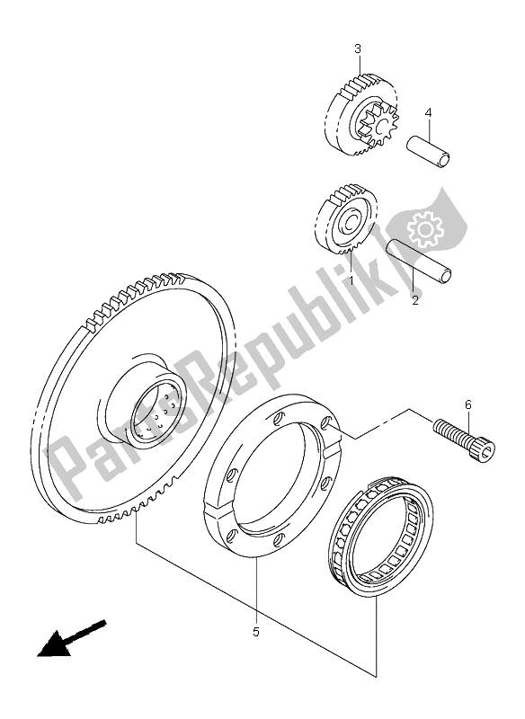 All parts for the Starter Clutch of the Suzuki VL 800 Volusia 2001