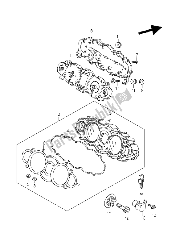 All parts for the Speedometer (gsx1300r E19) of the Suzuki GSX 1300R Hayabusa 2011