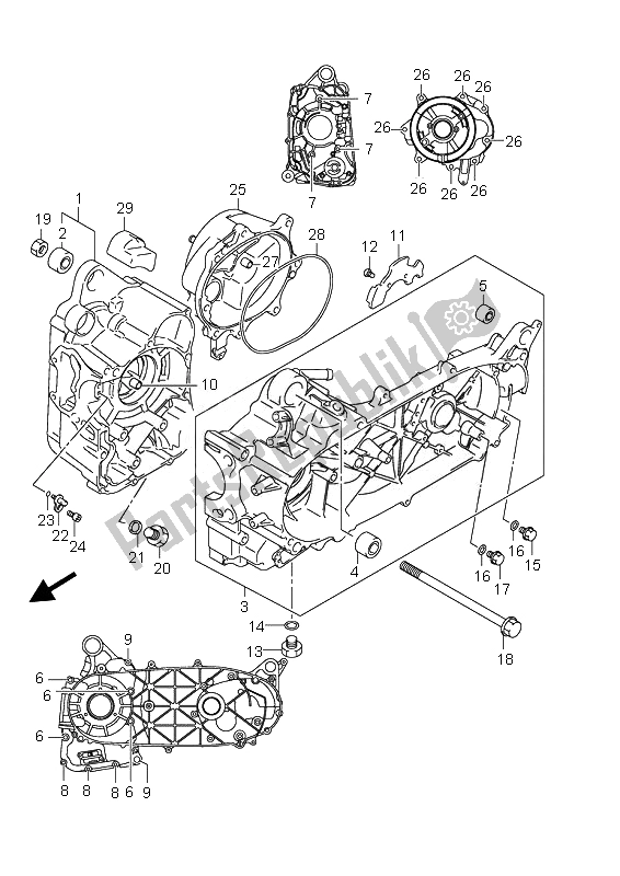 Todas las partes para Caja Del Cigüeñal de Suzuki UH 200 Burgman 2010