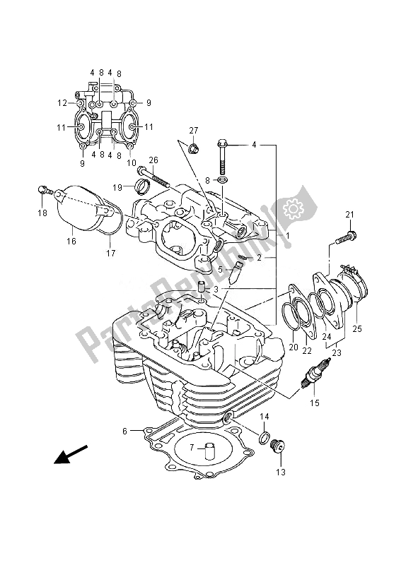 All parts for the Cylinder Head (lt-a400fz) of the Suzuki LT A 400 FZ Kingquad ASI 4X4 2014