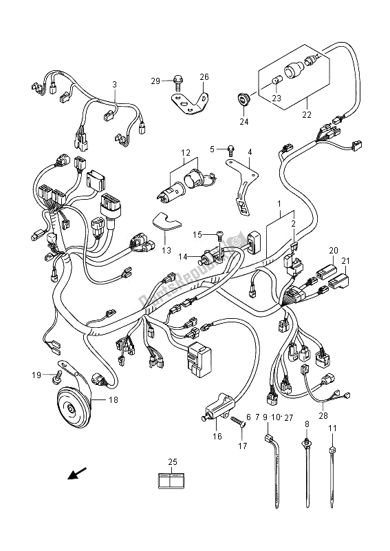 Tutte le parti per il Cablaggio (uh125a E19) del Suzuki UH 125A Burgman 2014