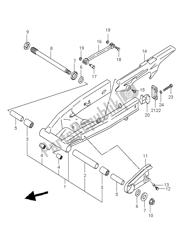 All parts for the Rear Swinging Arm of the Suzuki SV 650 NS 2001