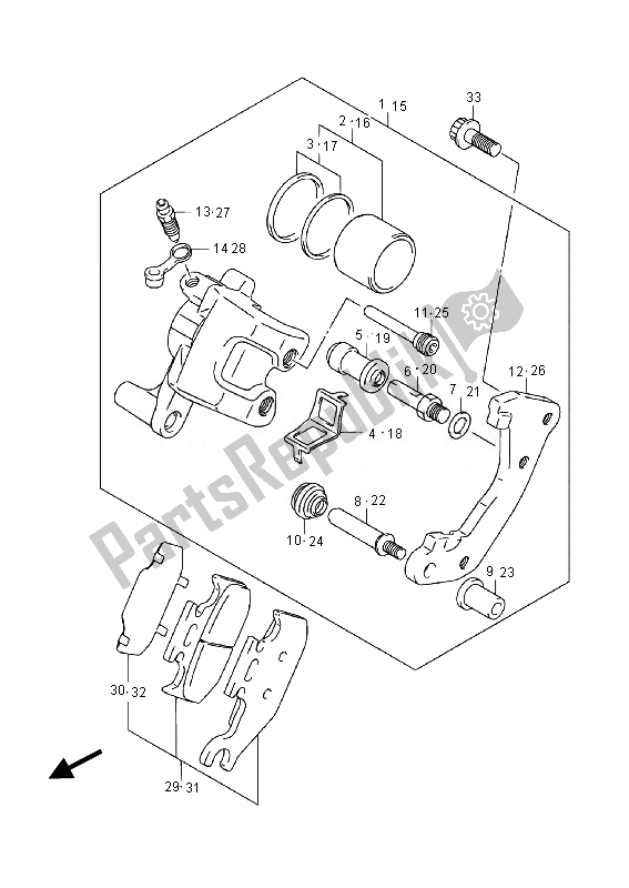 Wszystkie części do Zacisk Przedni Suzuki LT A 500 XPZ Kingquad AXI 4X4 2014