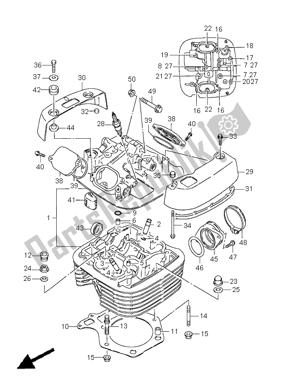 Alle onderdelen voor de Cilinderkop van de Suzuki LS 650 Savage 1997