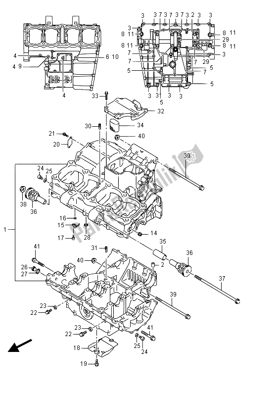 All parts for the Crankcase of the Suzuki GSF 1250 SA Bandit 2015