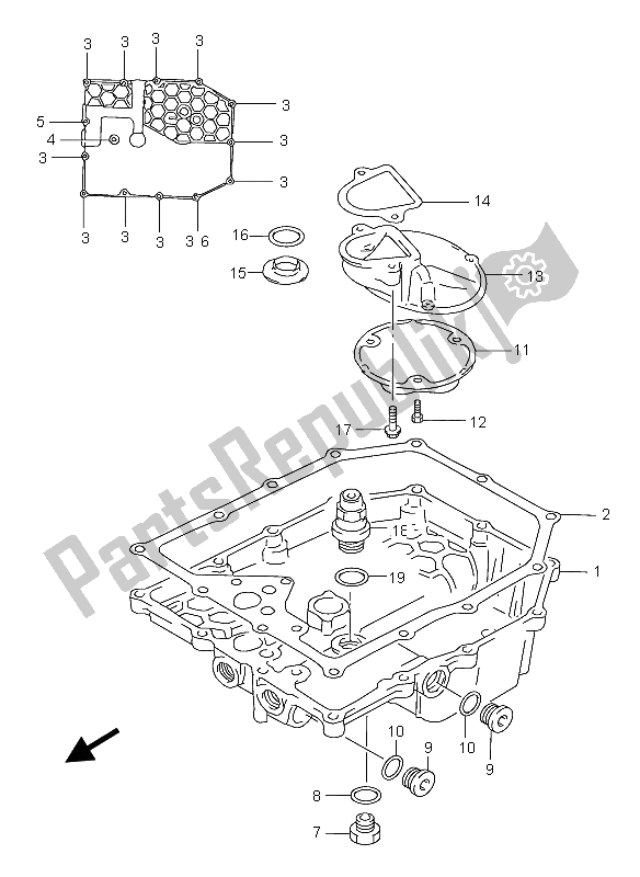 All parts for the Oil Pan of the Suzuki GSX 600F 2004