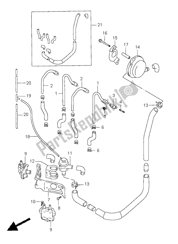 Tutte le parti per il 2nd Air (e18-e39) del Suzuki GSX R 600 1997