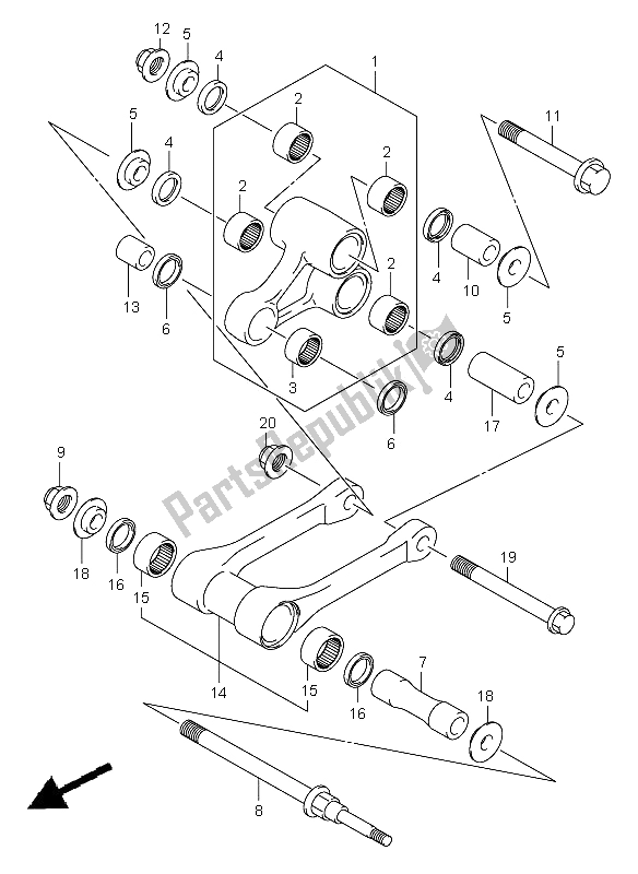 Tutte le parti per il Leva Del Cuscino Posteriore del Suzuki RM Z 450 2005