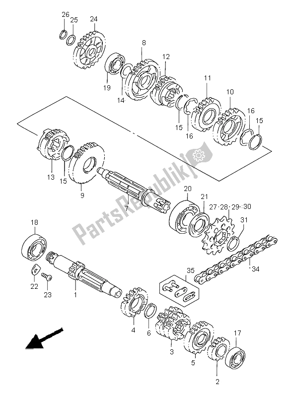 All parts for the Transmission of the Suzuki RM 85 SW LW 2005