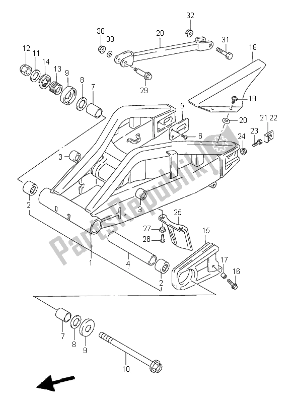 Tutte le parti per il Braccio Oscillante Posteriore del Suzuki GSX R 1100W 1997