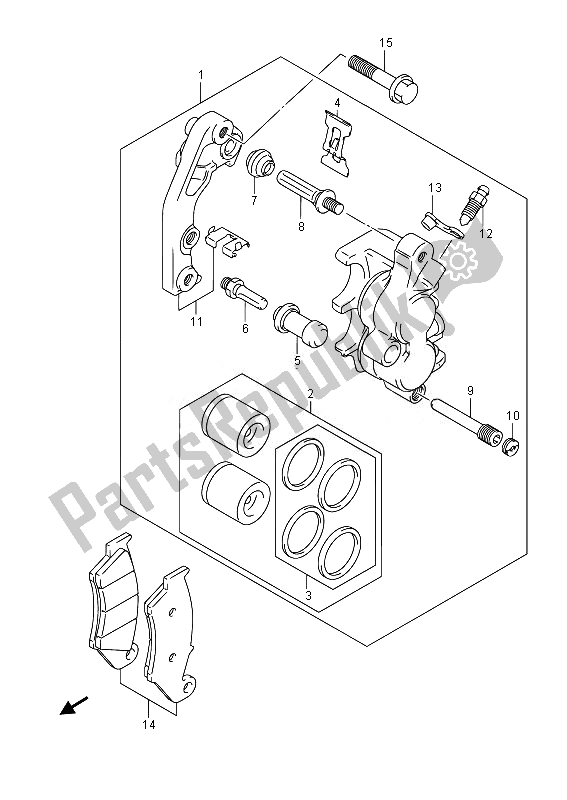 All parts for the Front Caliper of the Suzuki RM Z 450 2014