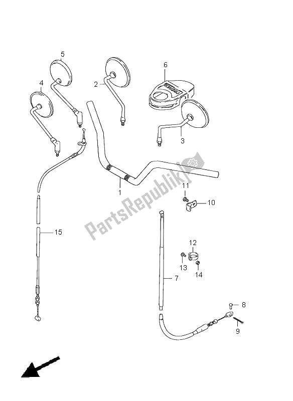 All parts for the Handlebar & Front Cable of the Suzuki GN 125E 1999