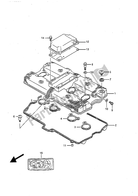 All parts for the Cylinder Head Cover of the Suzuki GSX R 1100 1992