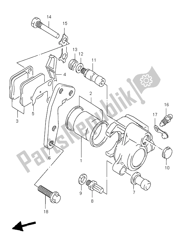 Alle onderdelen voor de Remklauw Vooraan van de Suzuki DR 125 SE 1998
