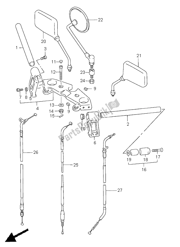 All parts for the Handlebar of the Suzuki GS 500E 1999