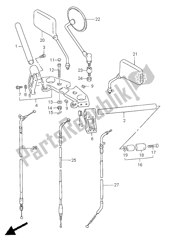 All parts for the Handlebar of the Suzuki GS 500E 1999