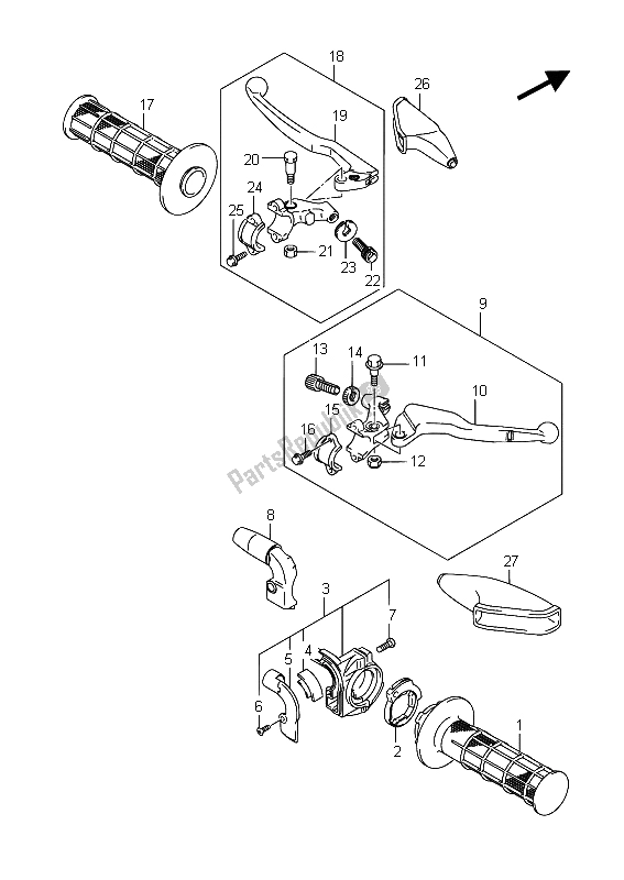 Todas as partes de Alavanca De Manivela (sw) do Suzuki DR Z 125 SW LW 2015