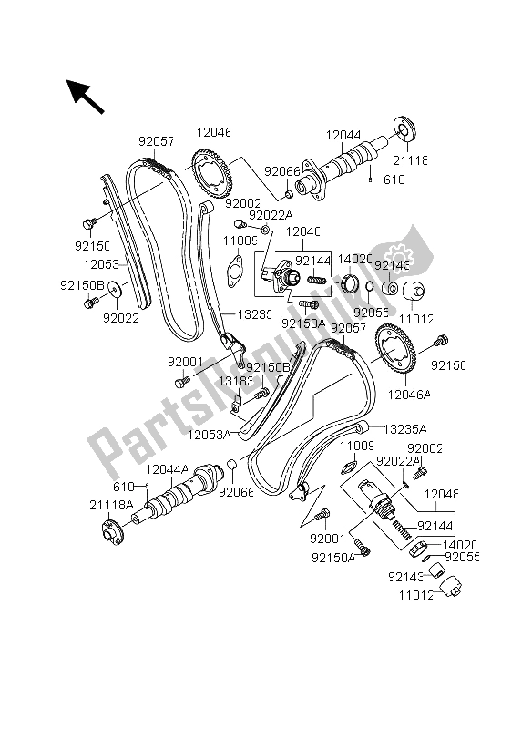 Alle onderdelen voor de Nokkenas En Spanner van de Suzuki VZ 1600 Marauder 2005