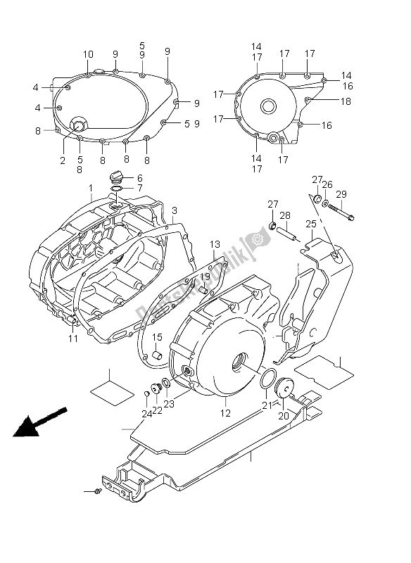 All parts for the Crankcase Cover of the Suzuki VZ 800 Marauder 2005