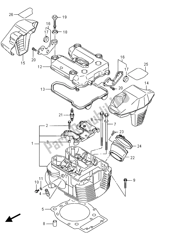 All parts for the Cylinder Head (front)(vzr1800bzuf E19) of the Suzuki VZR 1800 BZ M Intruder 2015