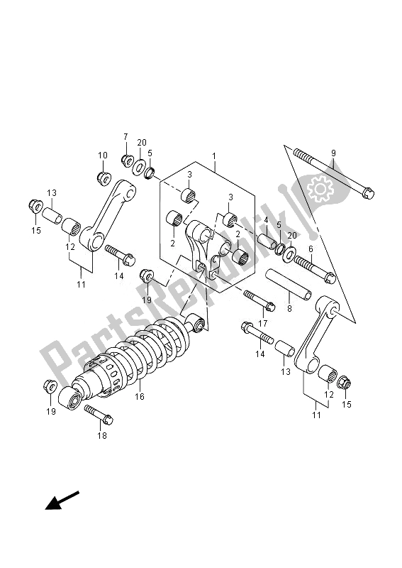 All parts for the Rear Cushion Lever (vzr1800 E19) of the Suzuki VZR 1800 M Intruder 2014