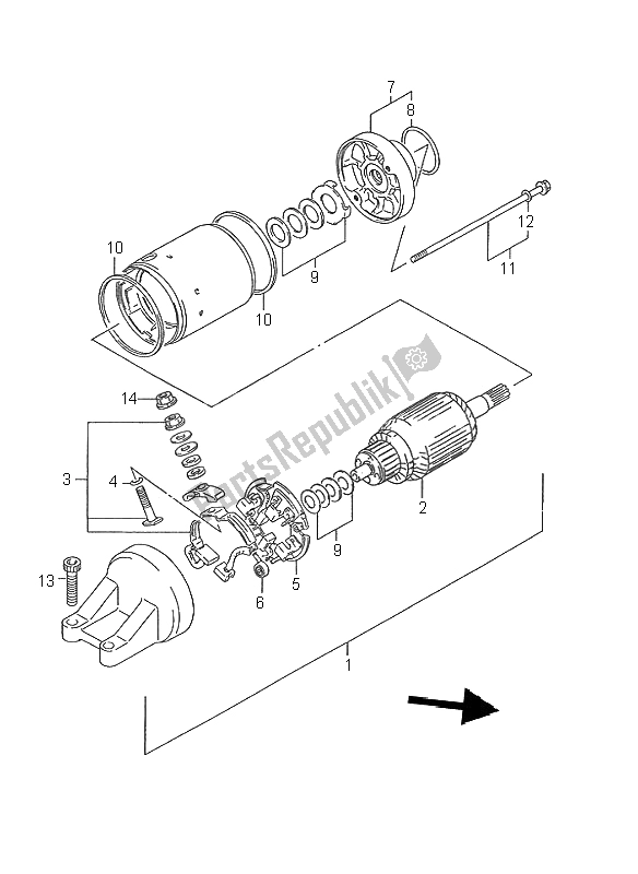 Toutes les pièces pour le Demarreur du Suzuki GSX R 750W 1995