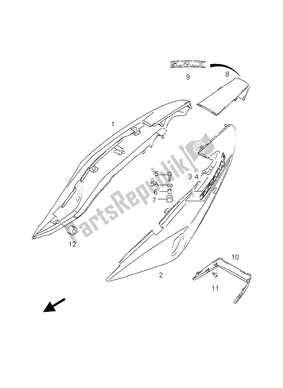 All parts for the Frame Cover (gs500f-fu) of the Suzuki GS 500 EF 2005