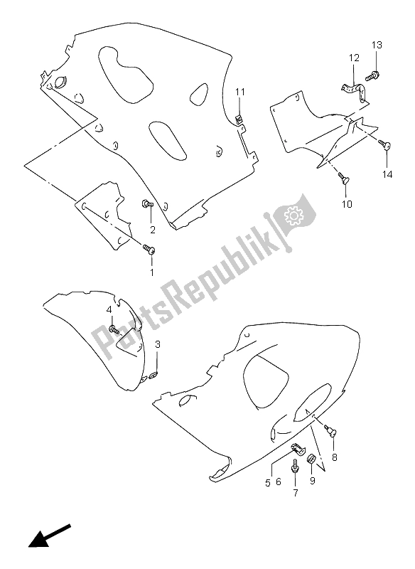 All parts for the Under Cowling Body Installation Parts of the Suzuki GSX R 750 1997