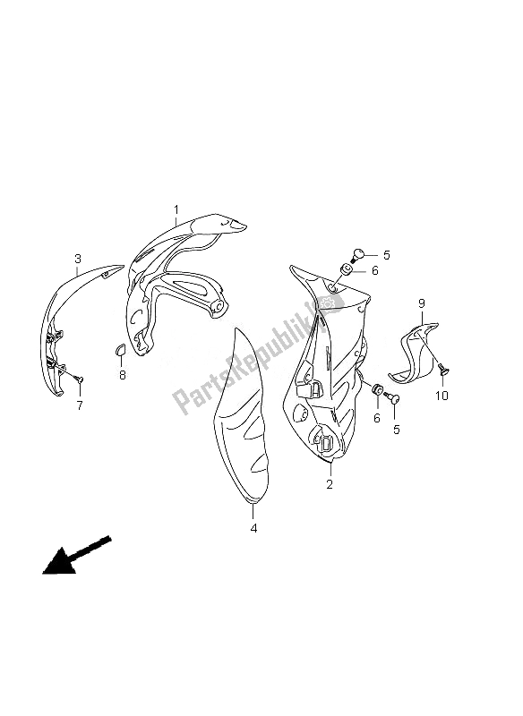 All parts for the Frame Body Cover of the Suzuki SFV 650A Gladius 2010