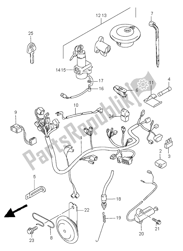 Tutte le parti per il Cablaggio Elettrico del Suzuki GN 250E 2000