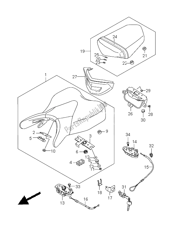 All parts for the Seat of the Suzuki GSX 1300 BKA B King 2008