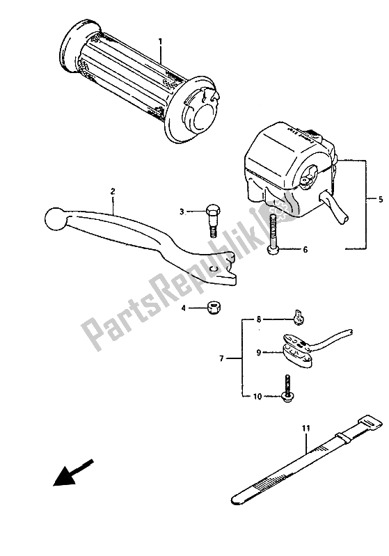 Alle onderdelen voor de Schakelaar Rechts Handvat van de Suzuki GS 450 Eseusu 1988