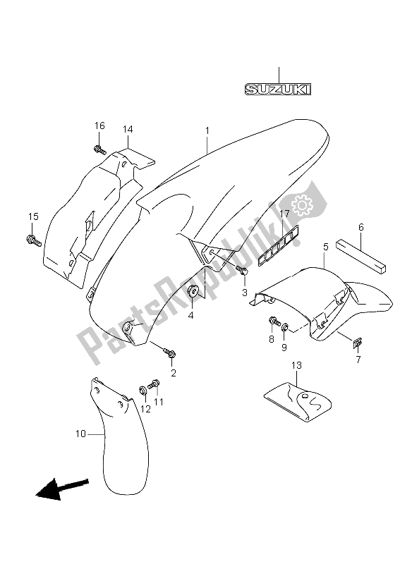 All parts for the Rear Fender (e1) of the Suzuki DR Z 400E 2003