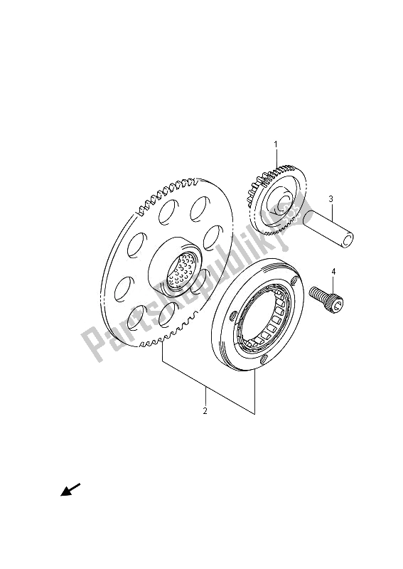 All parts for the Starter Clutch of the Suzuki GW 250 Inazuma 2014