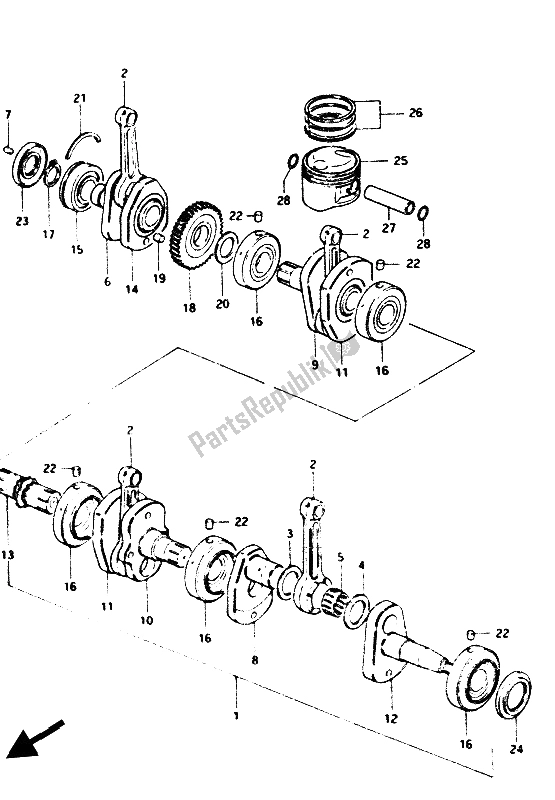 Todas las partes para Cigüeñal de Suzuki GS 1100G 1985