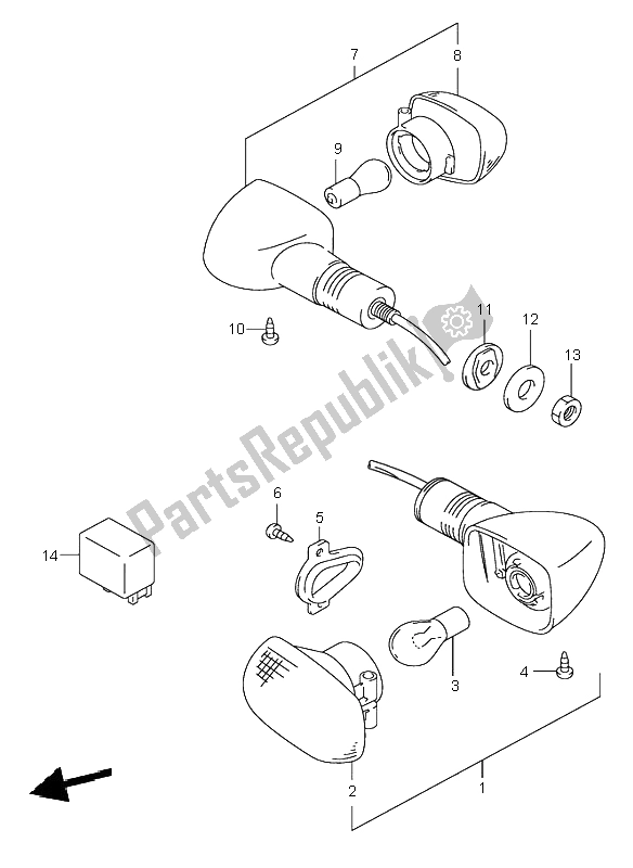 Alle onderdelen voor de Richtingaanwijzerlamp (sv650s-su) van de Suzuki SV 650 NS 2000