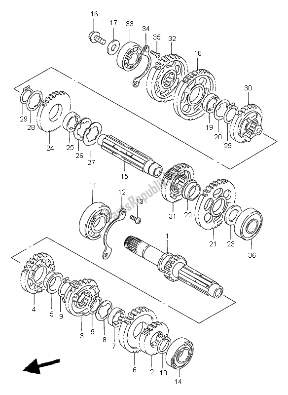 All parts for the Transmission of the Suzuki VS 800 Intruder 2000