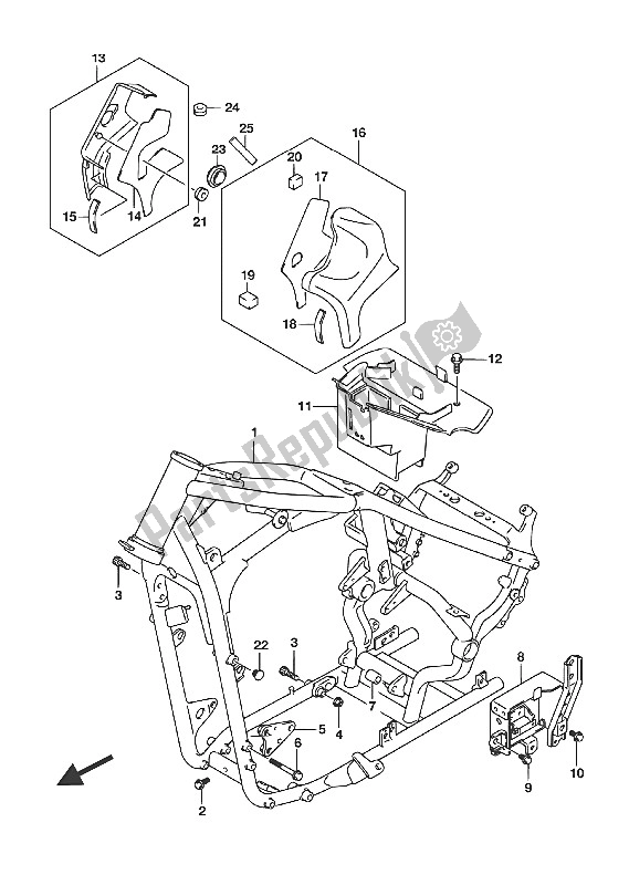 All parts for the Frame (vl800 E19) of the Suzuki VL 800 Intruder 2016