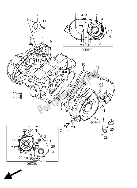 All parts for the Crankcase Cover of the Suzuki LT A 400 FZ Kingquad ASI 4X4 2011