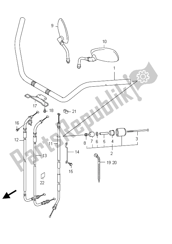 All parts for the Handlebar (vl800 E24) of the Suzuki C 800 VL Intruder 2012