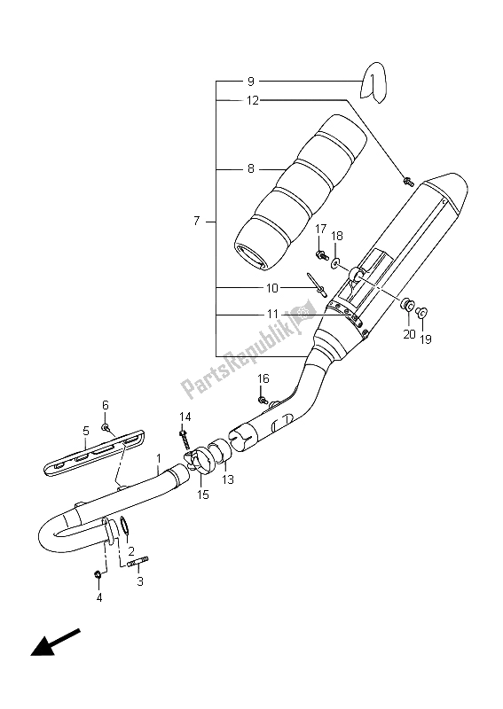 All parts for the Muffler of the Suzuki RM Z 450 2015