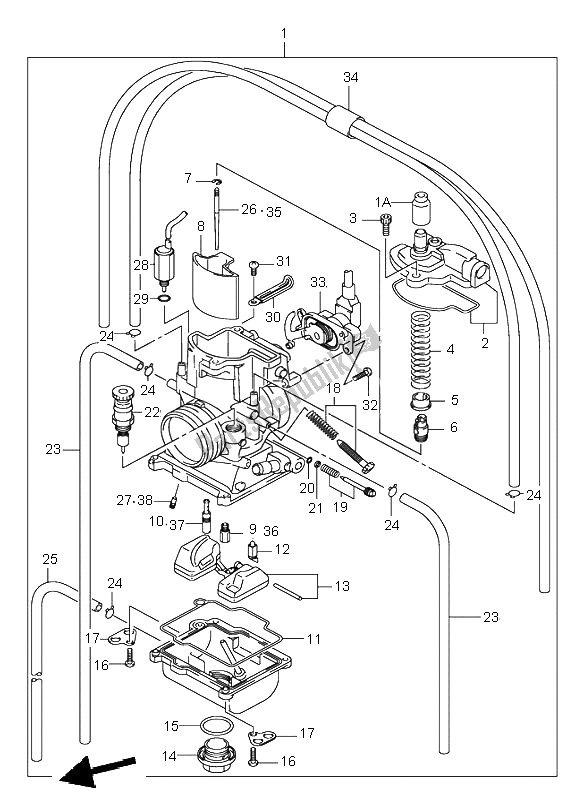 All parts for the Carburetor of the Suzuki RM 250 2003