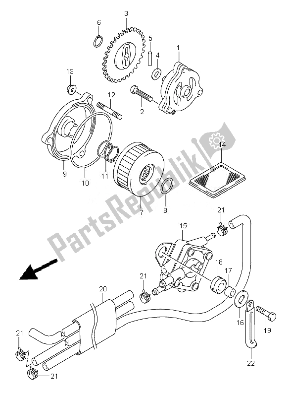 All parts for the Oil Pump & Fuel Pump of the Suzuki VL 250 Intruder 2007