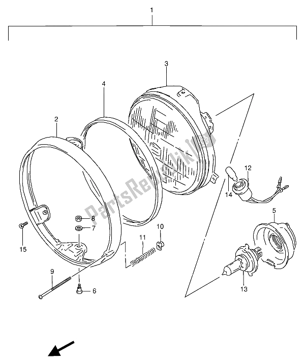 Alle onderdelen voor de Koplamp (e2-e24) van de Suzuki VX 800U 1994