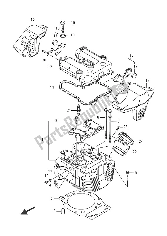 All parts for the Cylinder Head (front)(vzr1800 E19) of the Suzuki VZR 1800 BZ M Intruder 2016