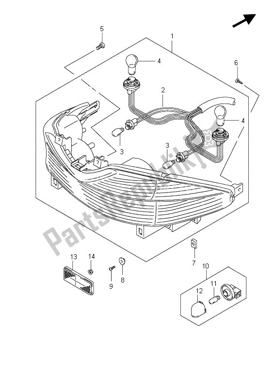 Todas as partes de Lâmpada De Combinação Traseira (executiva E Corrida) do Suzuki UH 125 Burgman 2011